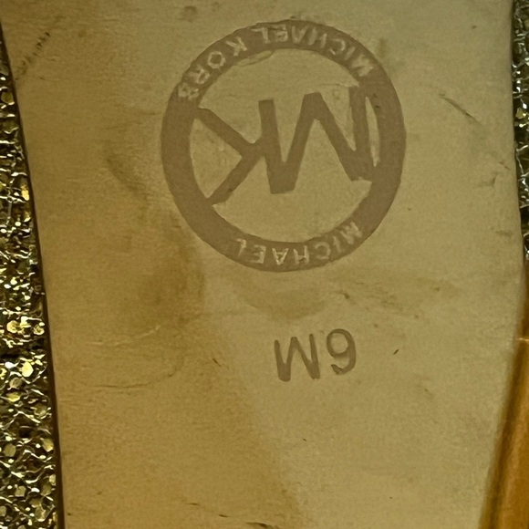 Michael Kors York Evening Platform Open Toe Pumps Heels Gold Glitter - Picture 3 of 8